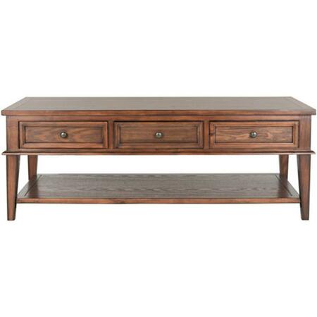 SAFAVIEH 19.3 x 54 x 23.6 in. Manelin Coffee Table with Storage Drawers, Sepia AMH6642A